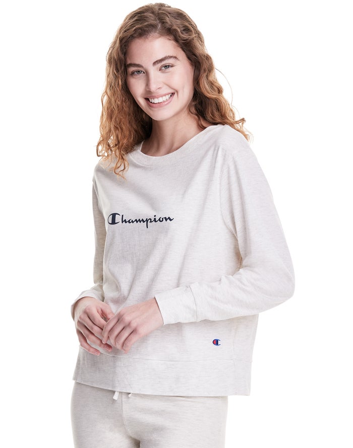 Champion T-Shirt Dames - Wit - Sleep Pj Long-Sleeve ( 241807-DYZ )